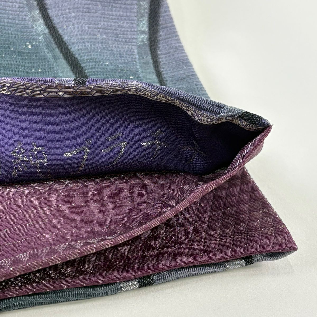 【美品】 袋帶 逸品級 藤林德扇子 落款あり 苑壽織 純白金 立涌 よろけ縞 金金箔 紫 全通 純蠶絲