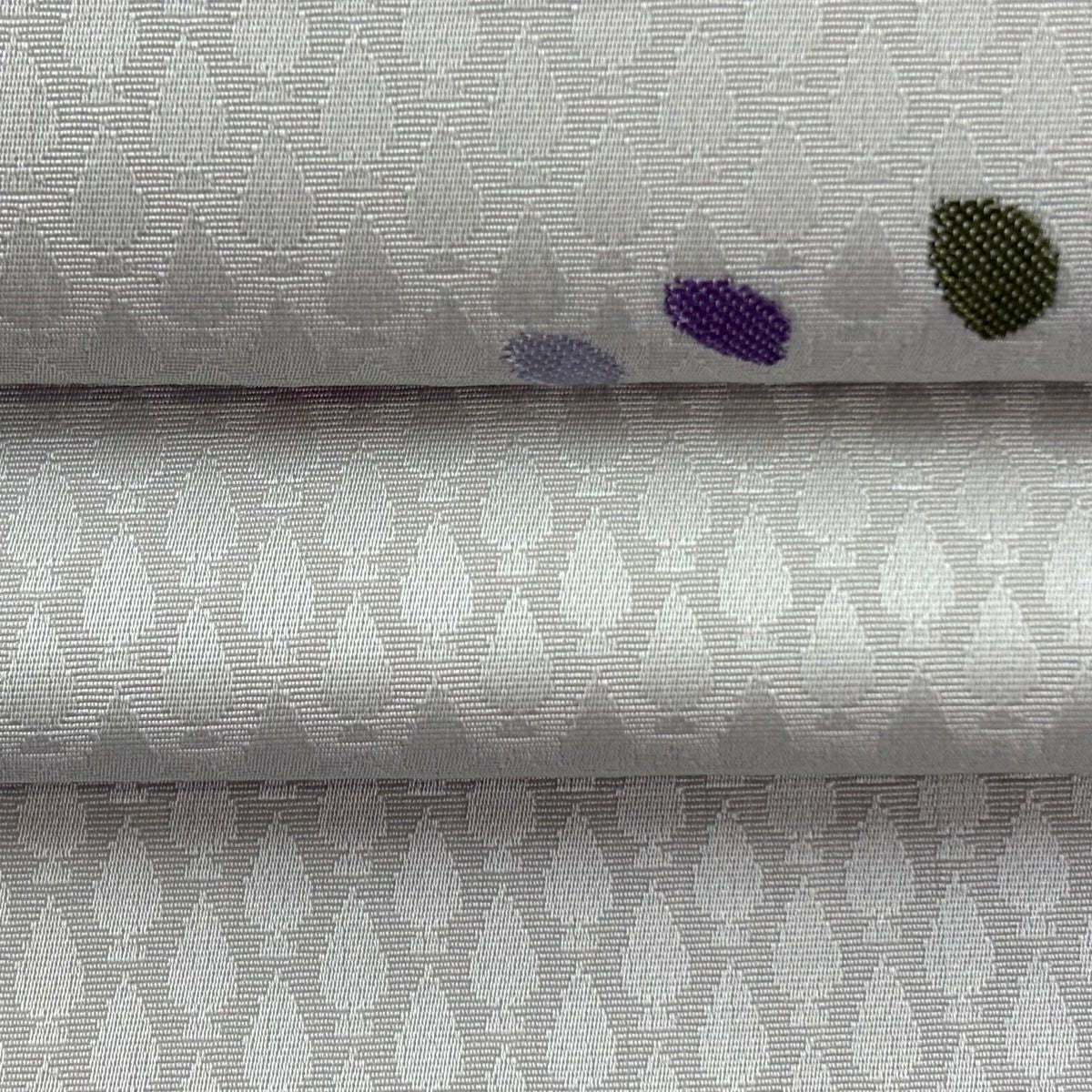 【美品】名古屋帶 逸品級 兔子與月亮 花瓣 灰色 純蠶絲