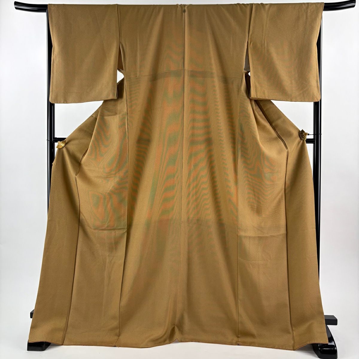 江戶小紋 身長173.5cm 袖長66.5cm M 雙層 萬筋 紋理 山吹茶 純蠶絲 名品級 一つ紋
