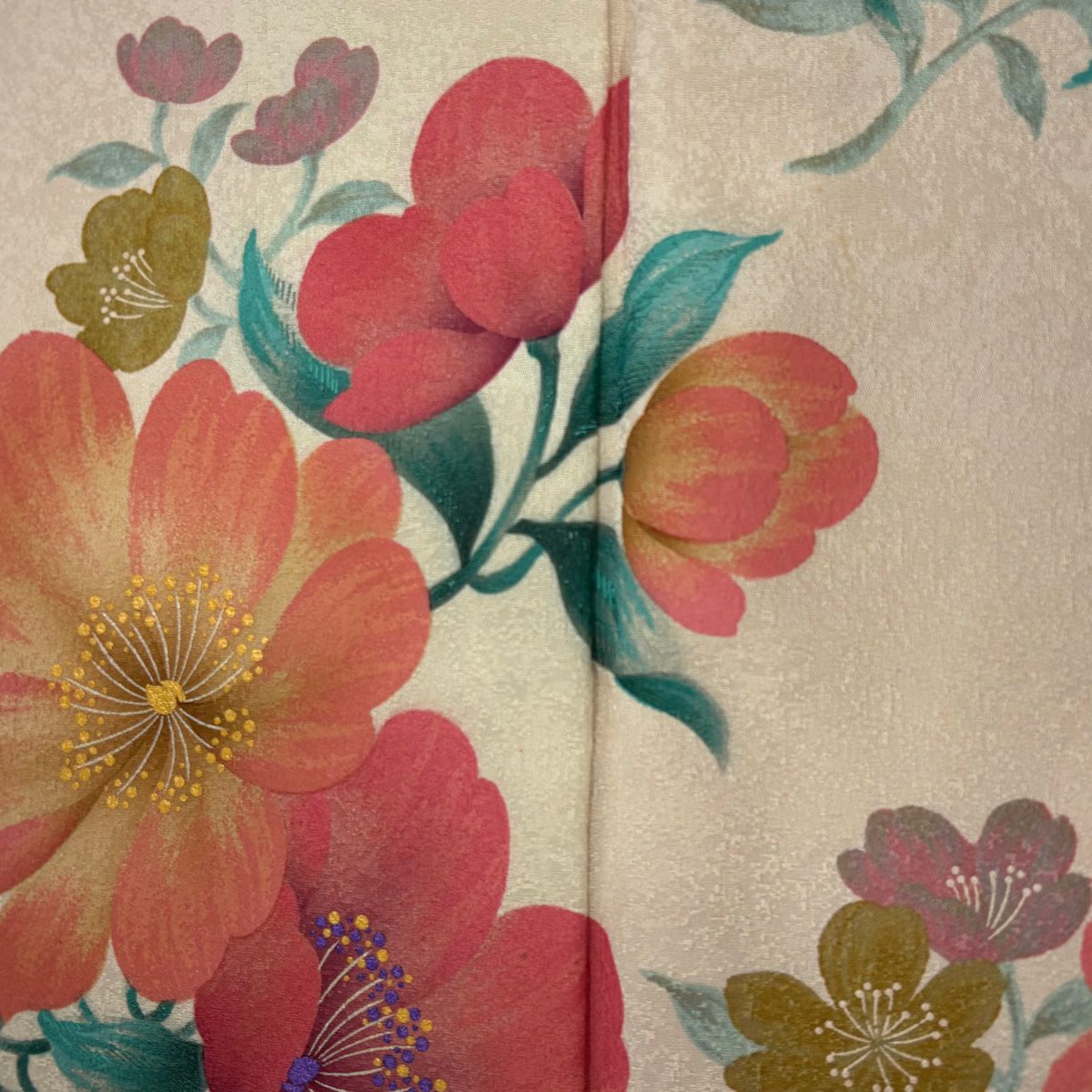 【美品】振袖禮服 身長159cm 袖長67cm M 雙層 山口小夜千 落款あり 草花紋紋 金銀彩 漸變 深粉色 純蠶絲 名品級