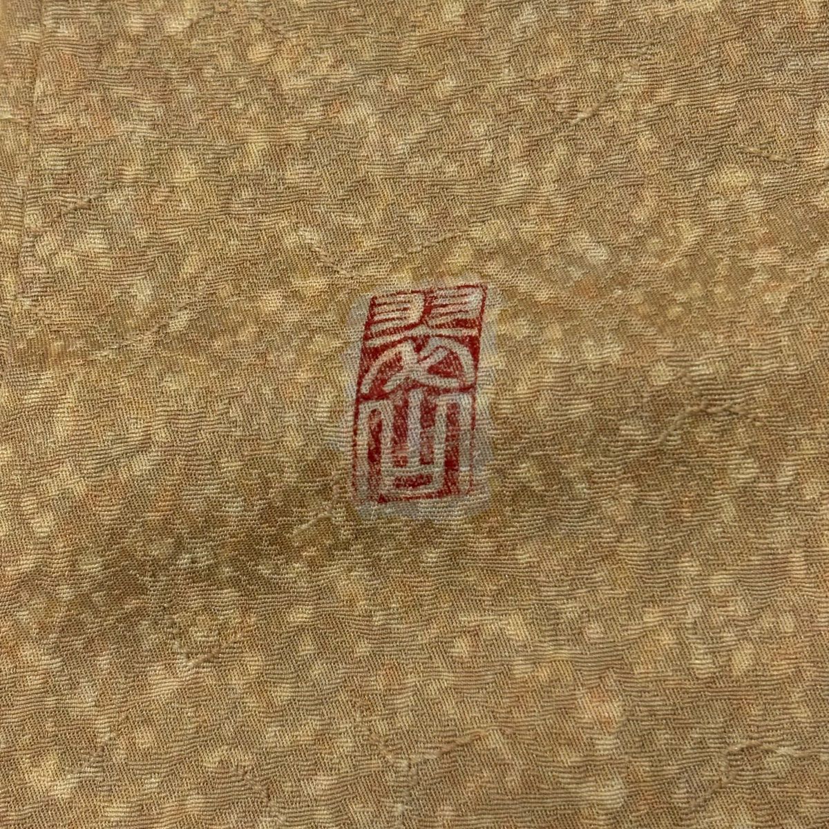 【美品】訪問服 身長159cm 袖長68cm L 雙層 翠山工房 落款あり 山並み 雲文 金彩裝飾 絞染 薄茶 純蠶絲 名品級