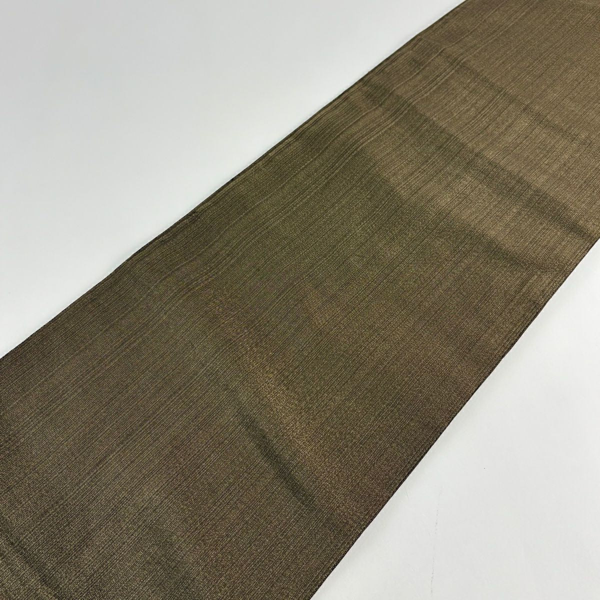 【美品】 袋帶 秀品級 草花紋 葉紋 金通 金銀絲 茶綠 お太鼓紋 純蠶絲