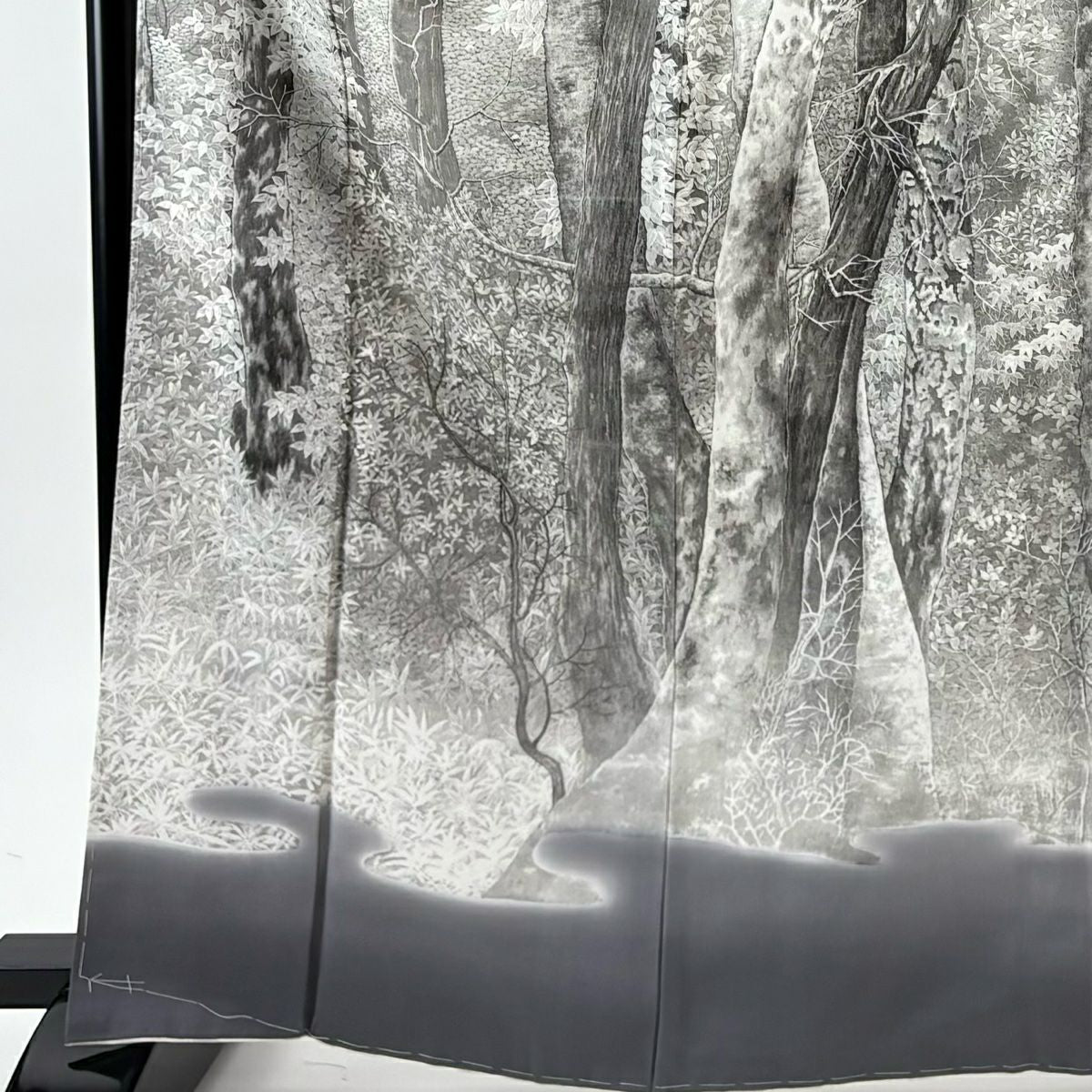 【美品】訪問服 身長166.5cm 袖長65.5cm M 雙層 山岡古都 有落款 白樺 灰 純蠶絲 逸品級