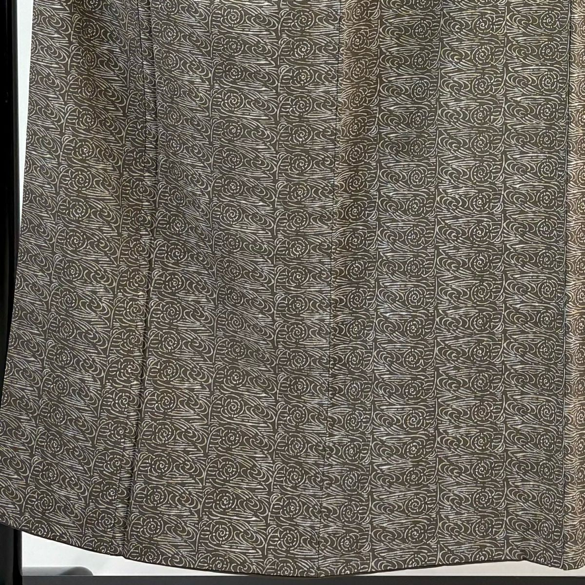 【美品】 小紋 身長152.5cm 袖長63cm S 雙層 幾何學圖案 灰綠 純蠶絲 秀品級