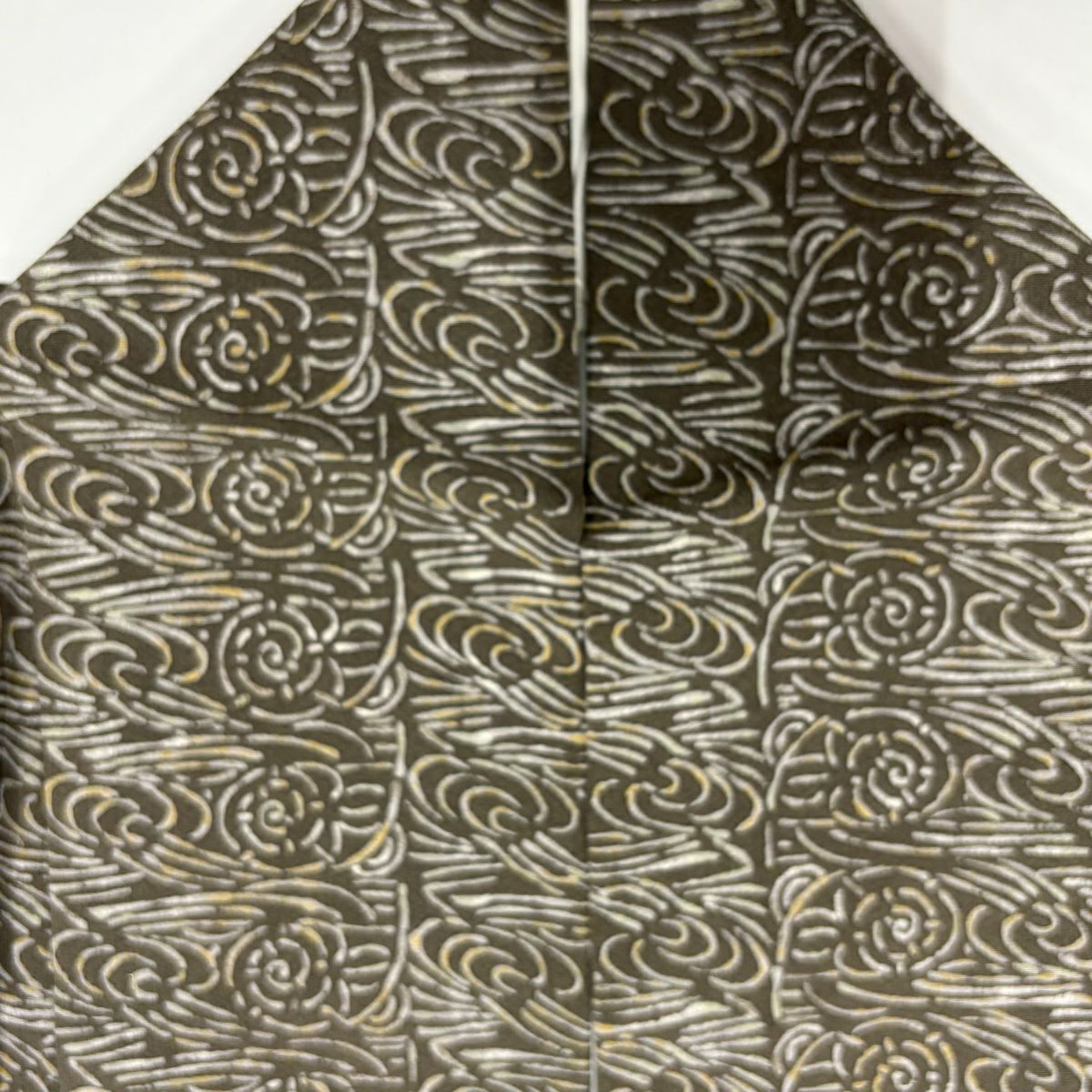 【美品】 小紋 身長152.5cm 袖長63cm S 雙層 幾何學圖案 灰綠 純蠶絲 秀品級