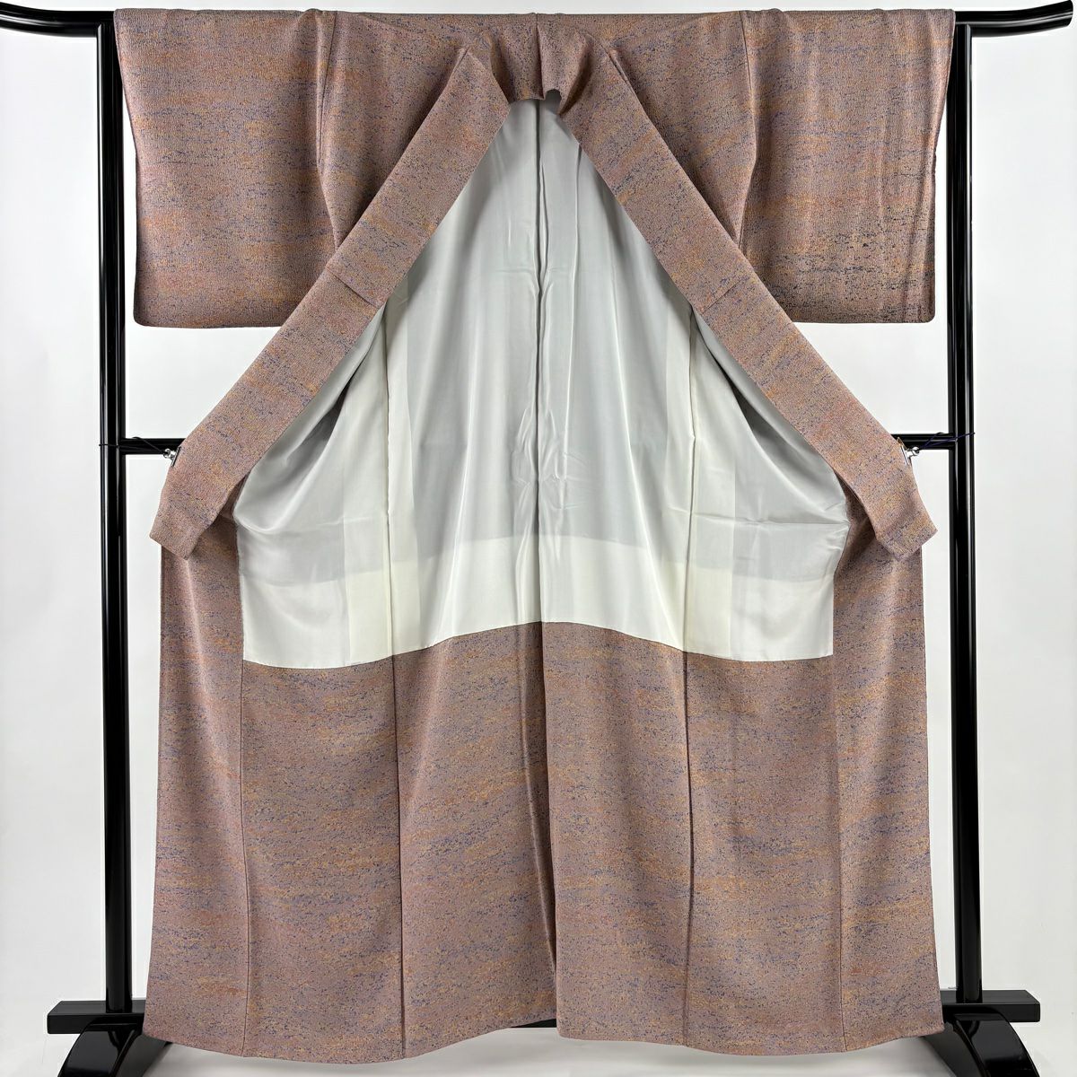 【美品】 付下 身長162.5cm 袖長63cm S 雙層 陶彩染 幾何學 薄小豆 純蠶絲 秀品級