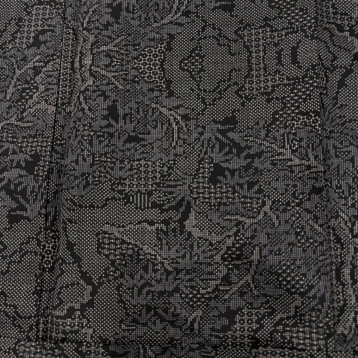 【美品】 大島紬織 身長153cm 袖長62.5cm S 雙層 證書齊全 樹木 黑灰 純蠶絲 優品級