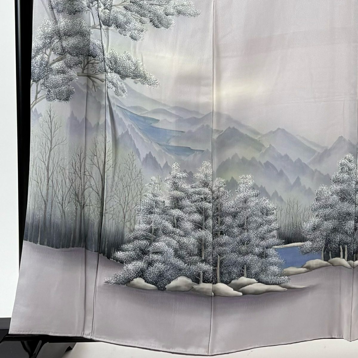 訪問服 身長162cm 袖長63.5cm S 雙層 樹木 山並 藕合 薄紫 純蠶絲 秀品級