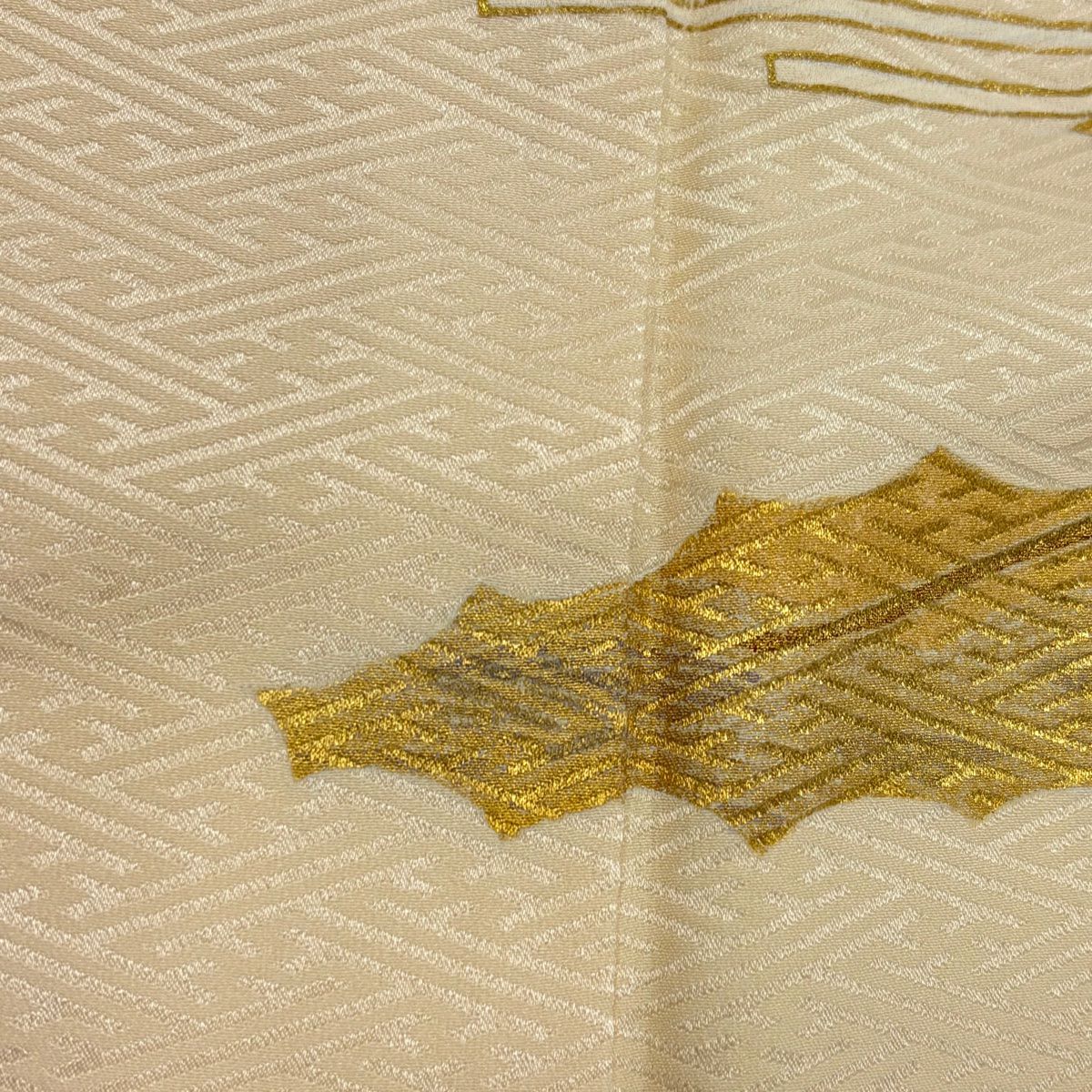 付下 身長160.5cm 袖長62.5cm S 雙層 落款有 几帳 草花紋 金絲 金銀彩 淺橙色 純蠶絲 優品級