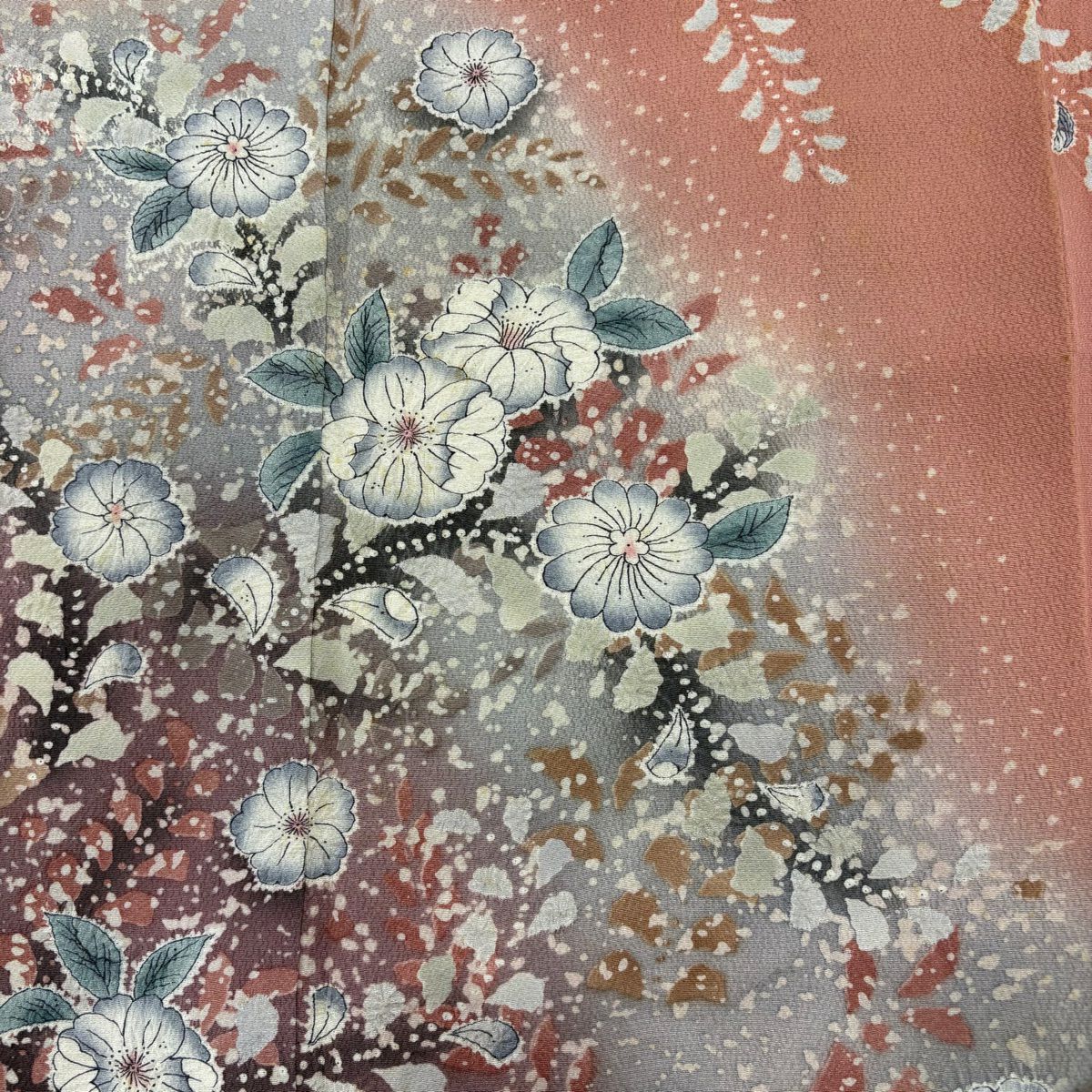 訪問服 身長161cm 袖長65cm M 雙層 辻花染 粉米色 純蠶絲 優品級