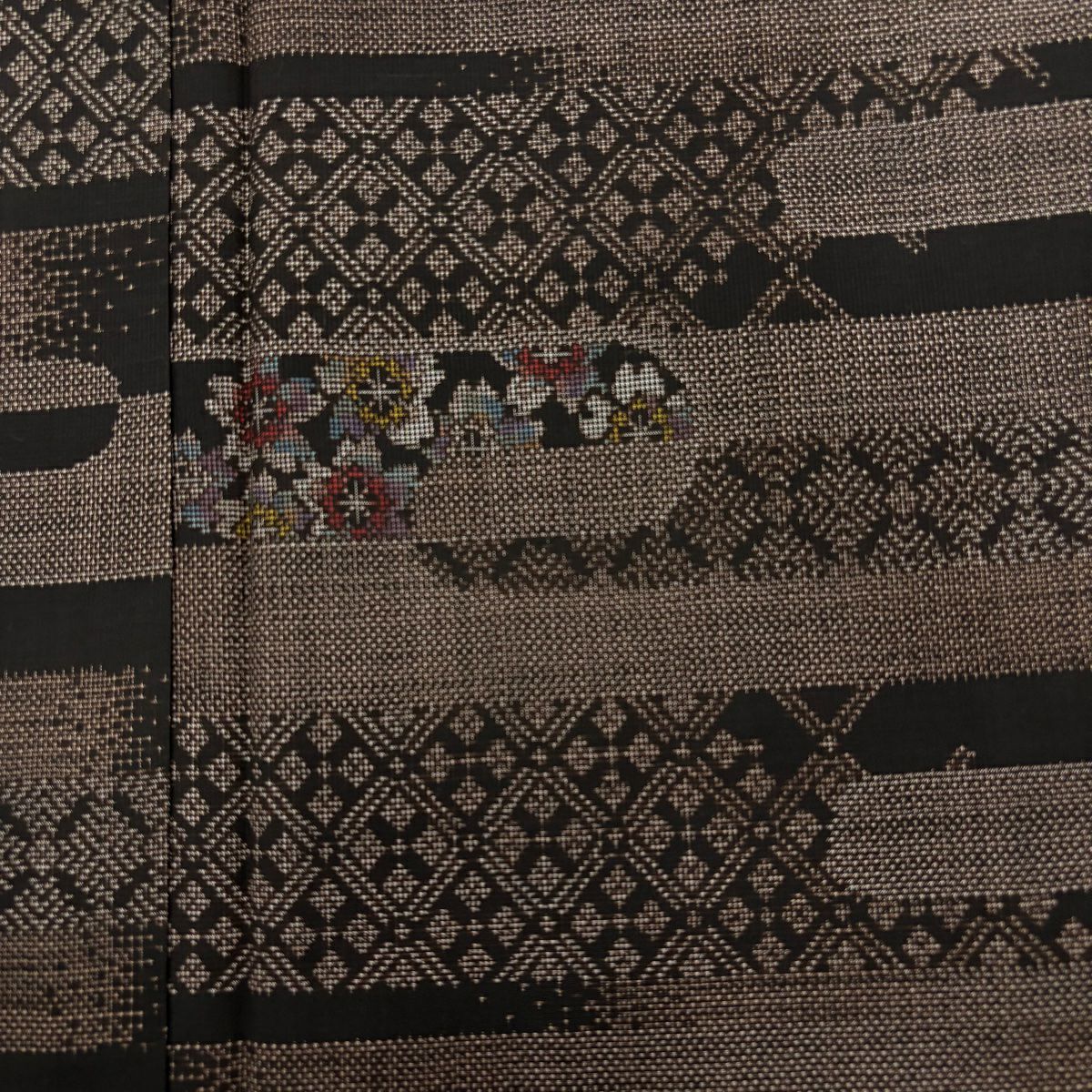 【美品】 紬織織 身長159cm 袖長65.5cm M 雙層 ヱ霞 櫻花 焦茶 純蠶絲 秀品級