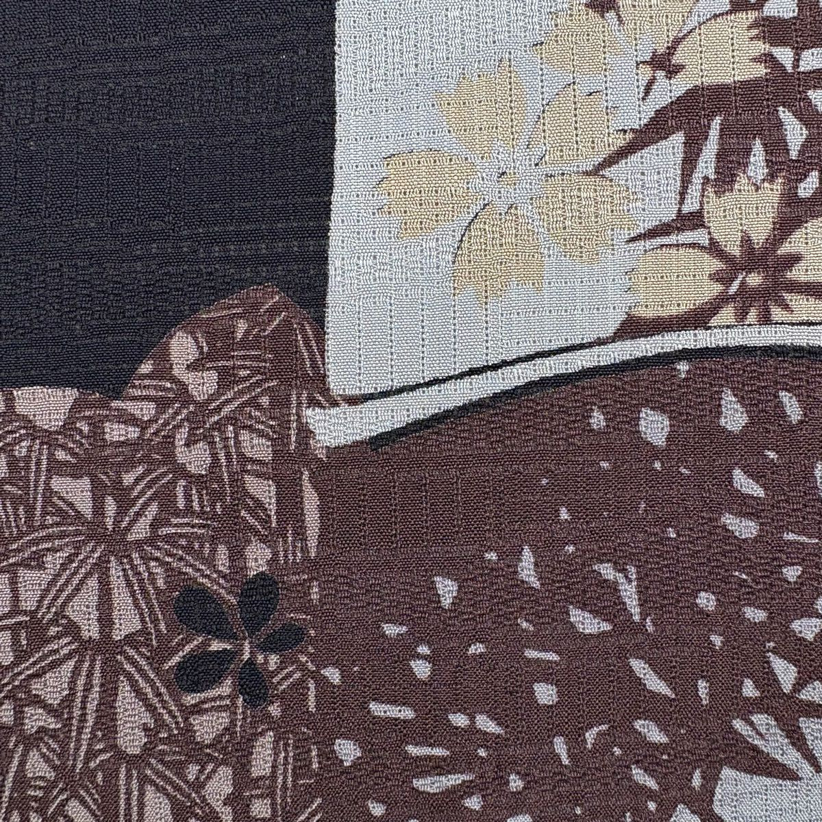 【美品】名古屋帶 秀品級 夏帶 竹子 花 深藍 純蠶絲