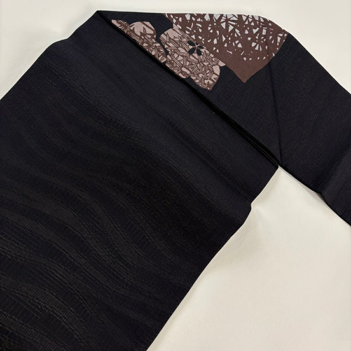 【美品】名古屋帶 秀品級 夏帶 竹子 花 深藍 純蠶絲
