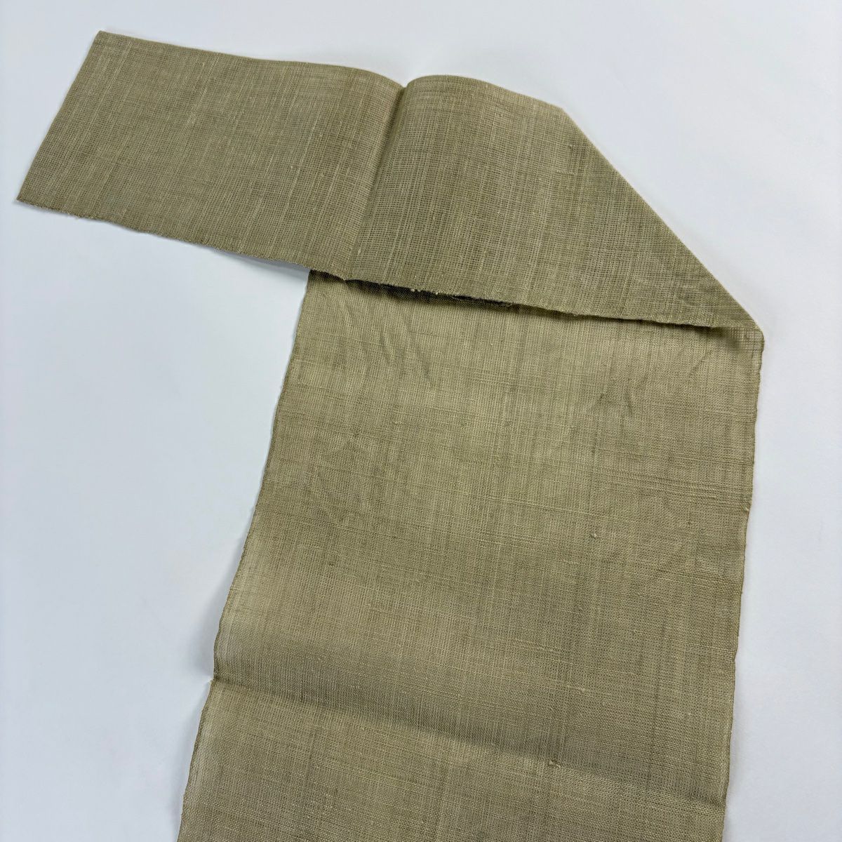 名古屋帶 秀品級 夏帶 八寸名古屋帶 松樹葉仕立 紬織織 幾何學圖案 灰綠 純蠶絲