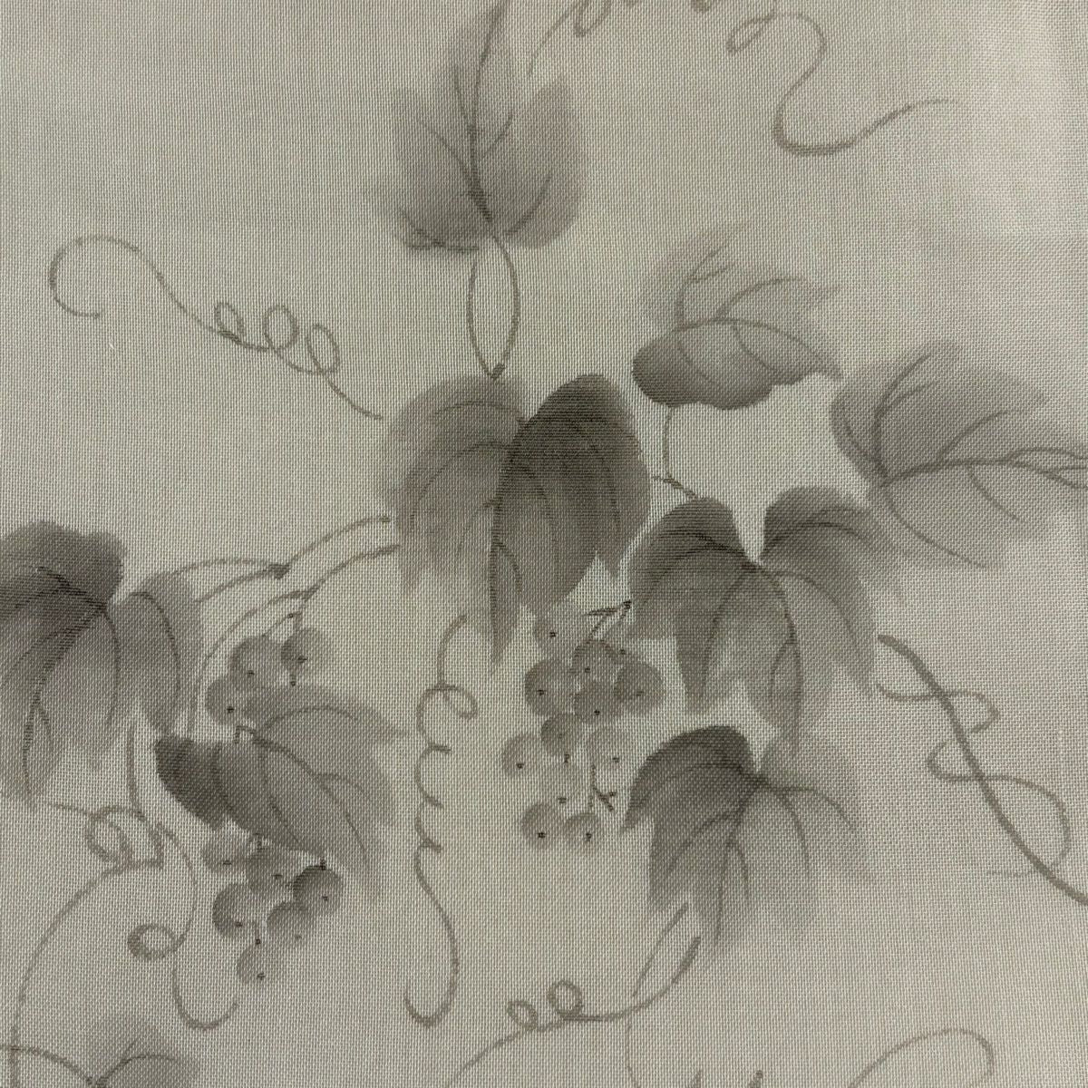 名古屋帶 秀品級 夏帶 夏紬織地 葡萄 米色 純蠶絲