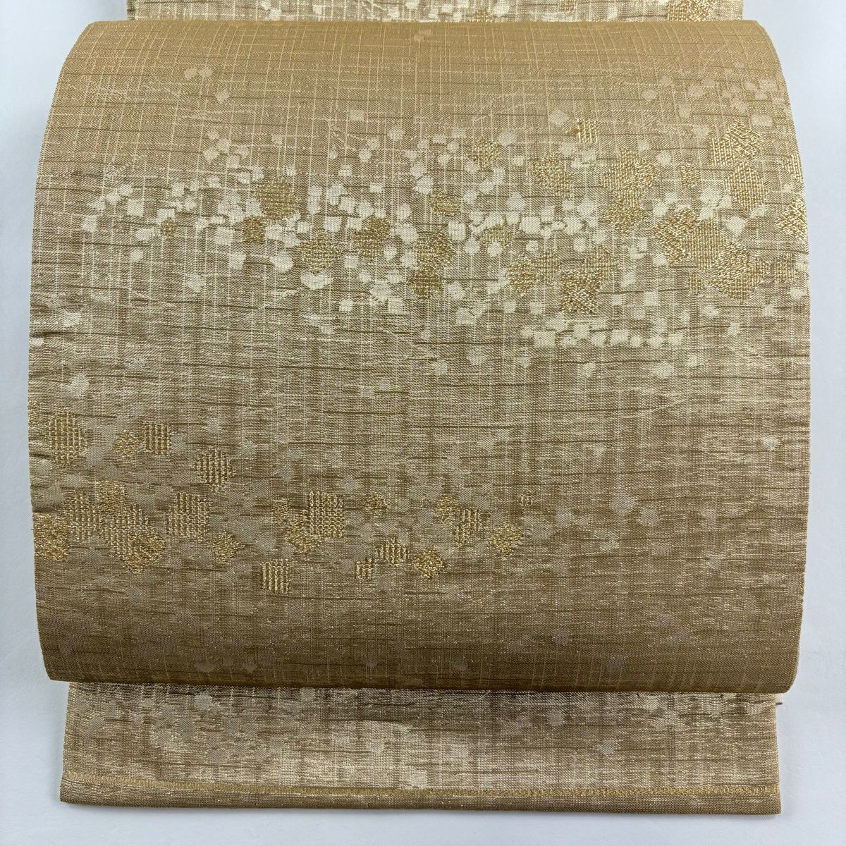 【美品】 袋帶 秀品級 關西仕立 雜金金箔 金色 六通 純蠶絲