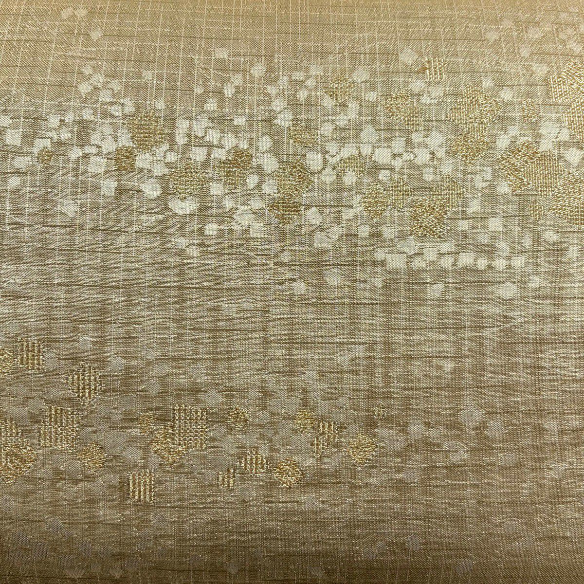 【美品】 袋帶 秀品級 關西仕立 雜金金箔 金色 六通 純蠶絲