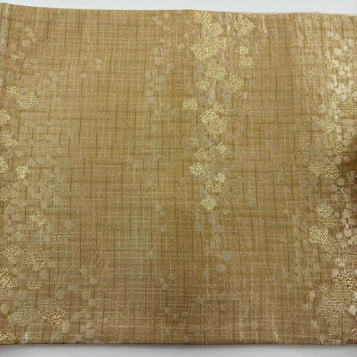【美品】 袋帶 秀品級 關西仕立 雜金金箔 金色 六通 純蠶絲
