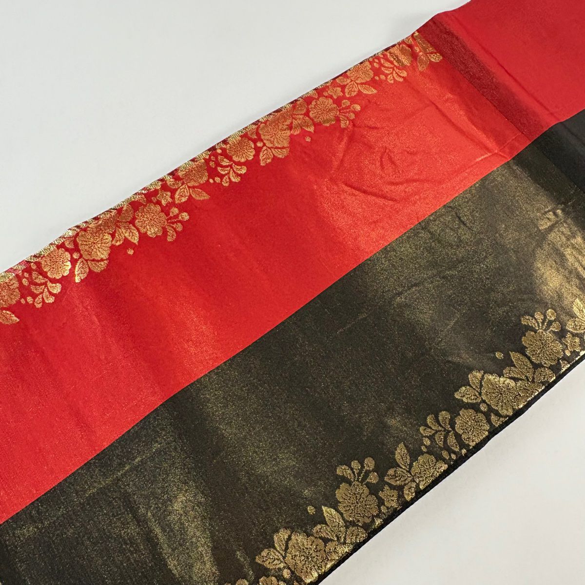 袋帶 秀品級 振袖禮服禮服用 辻花染圖案 流水 金絲 金金箔 金色 全通 純蠶絲