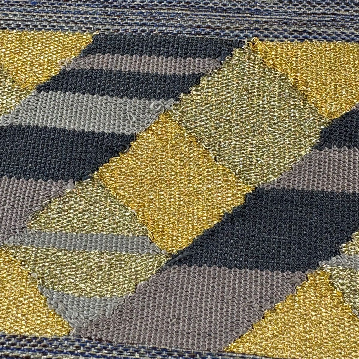 【美品】 袋帶 秀品級 縞 金銀彩 紫 お太鼓圖案 純蠶絲