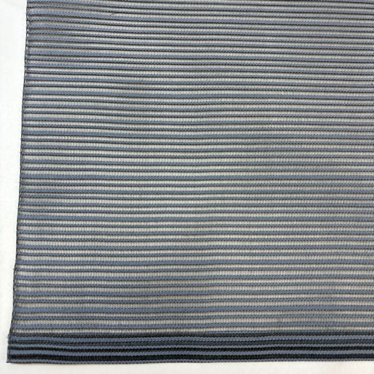 【美品】 名古屋帶 秀品級 夏帶 絽 八寸名古屋帶 幾何圖案 亂條 金銀彩 青灰色 純蠶絲