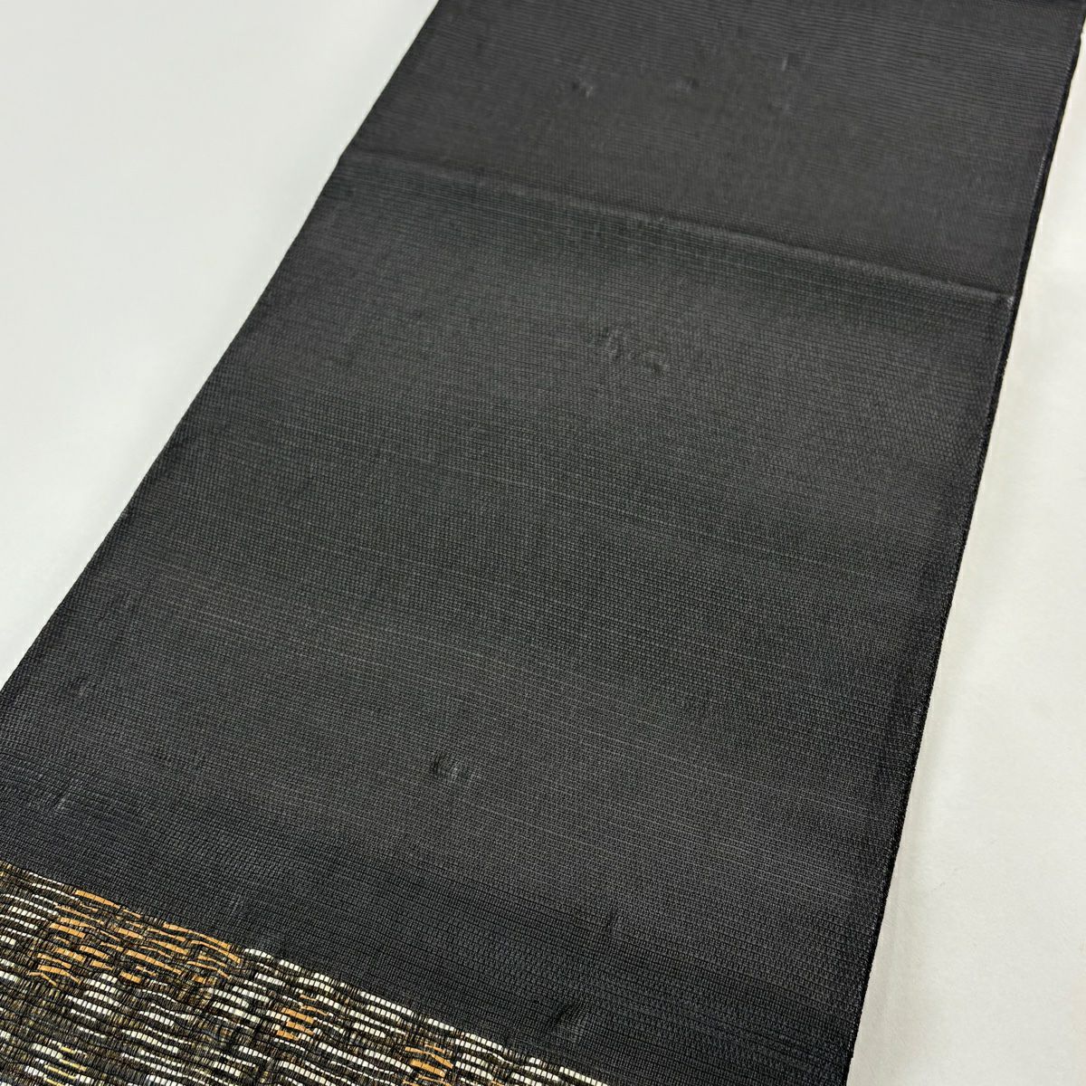 袋帶 秀品級 華紋 幾何圖案 金絲 金金箔 焦茶 六通 純蠶絲