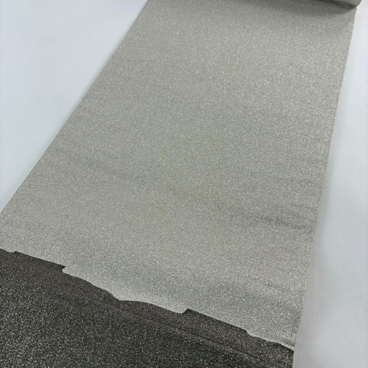 【美品】 袋帶 秀品級 單點圖案 霞 鈴 金金箔 銀色 六通 純蠶絲
