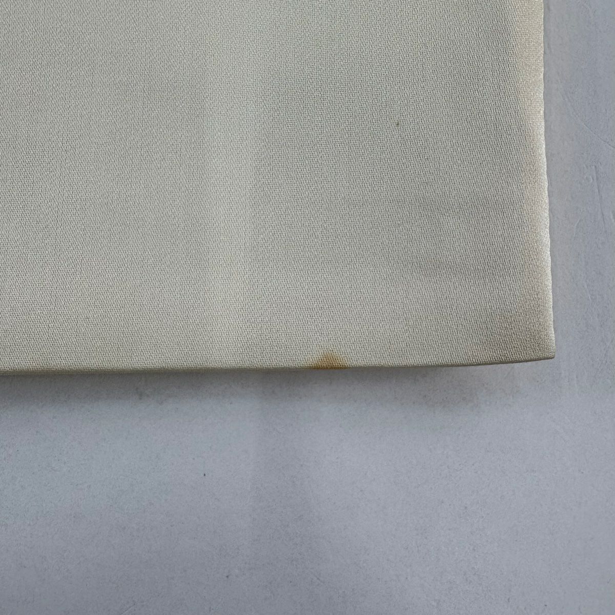 【美品】 袋帶 秀品級 有落款 菱形 向仙鶴 奶油色 六通 純蠶絲