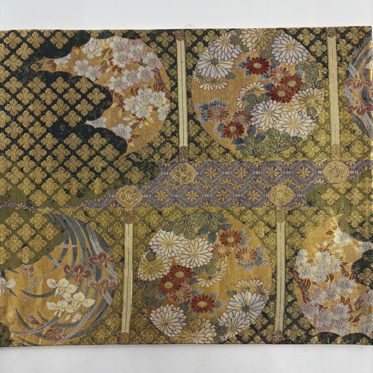 【美品】 袋帶 秀品級 證書齊全 御天井絢爛圖 金金箔 金色 大鼓圖案 純蠶絲