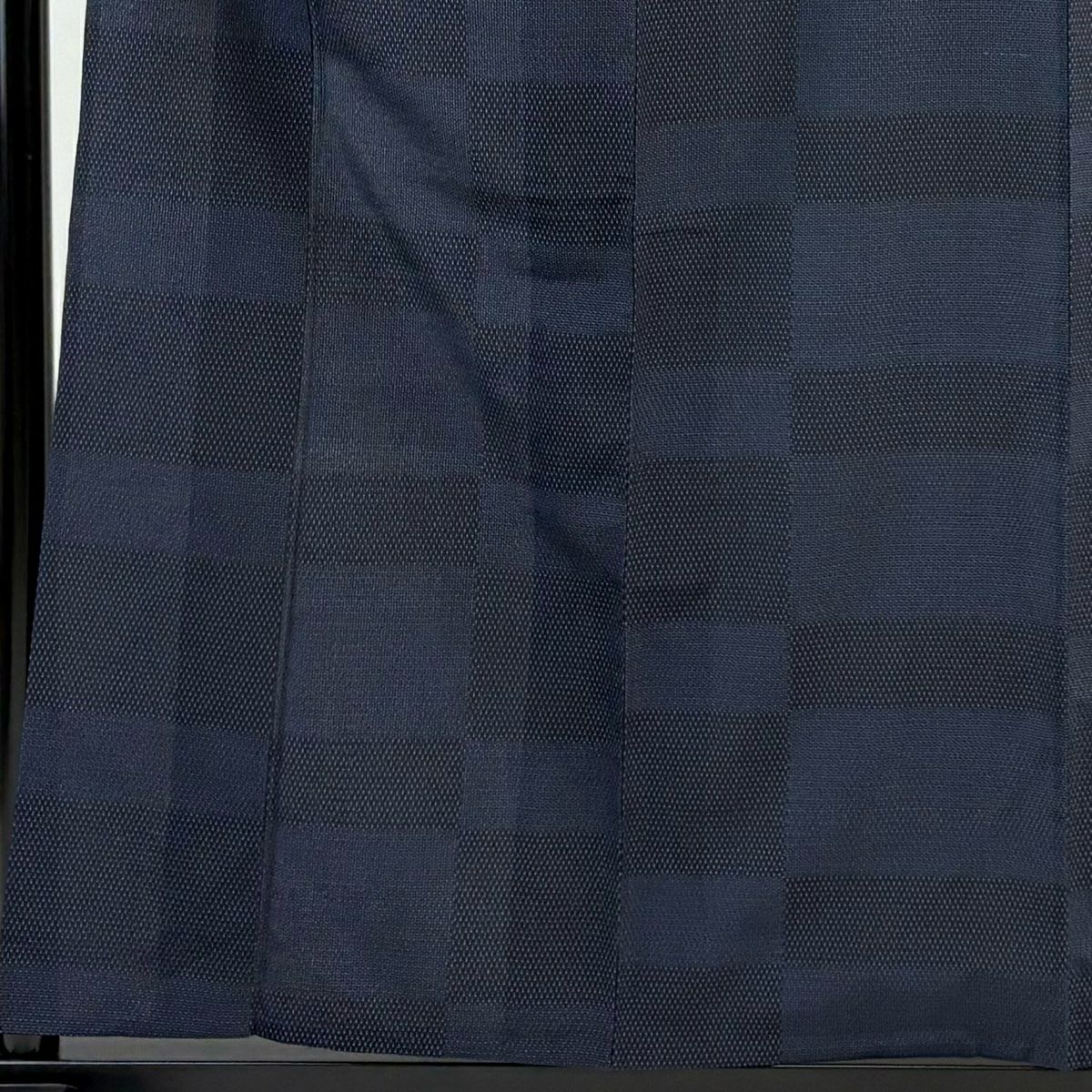 【美品】 紬織織 身長159cm 袖長63.5cm S 單層 段紋 龜甲絣 深藍 純蠶絲 秀品級