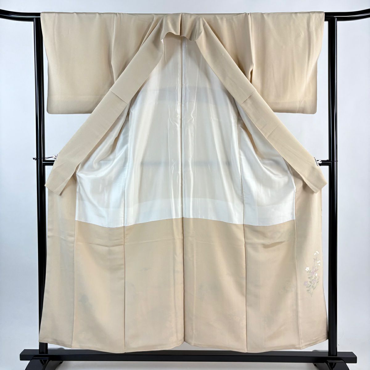 留袖禮服禮服 身長155cm 袖長63cm S 雙層 草花紋紋 松樹梅花 金絲 金銀彩 米色 純蠶絲 優品級 三つ紋