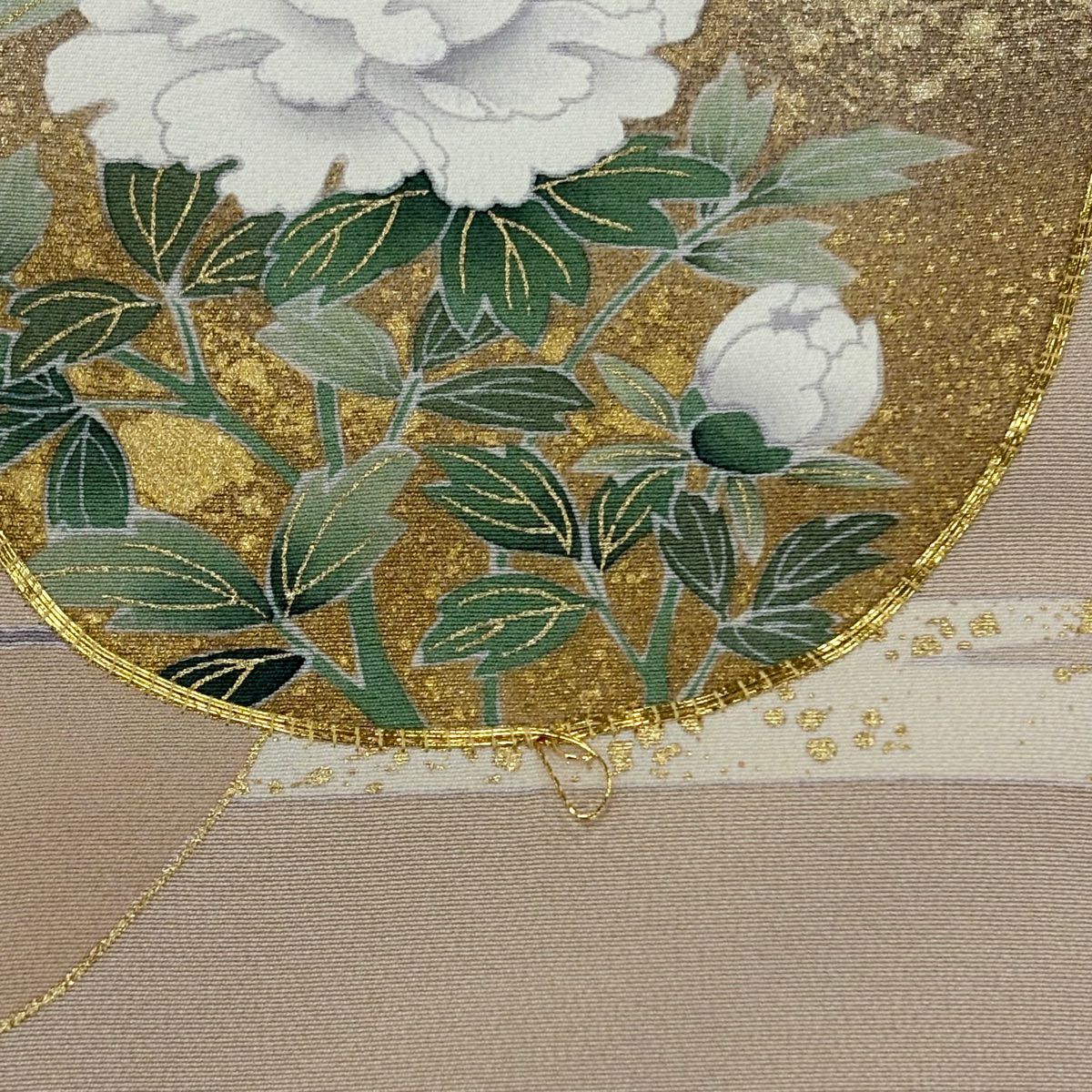 留袖禮服禮服 身長155cm 袖長63cm S 雙層 草花紋紋 松樹梅花 金絲 金銀彩 米色 純蠶絲 優品級 三つ紋