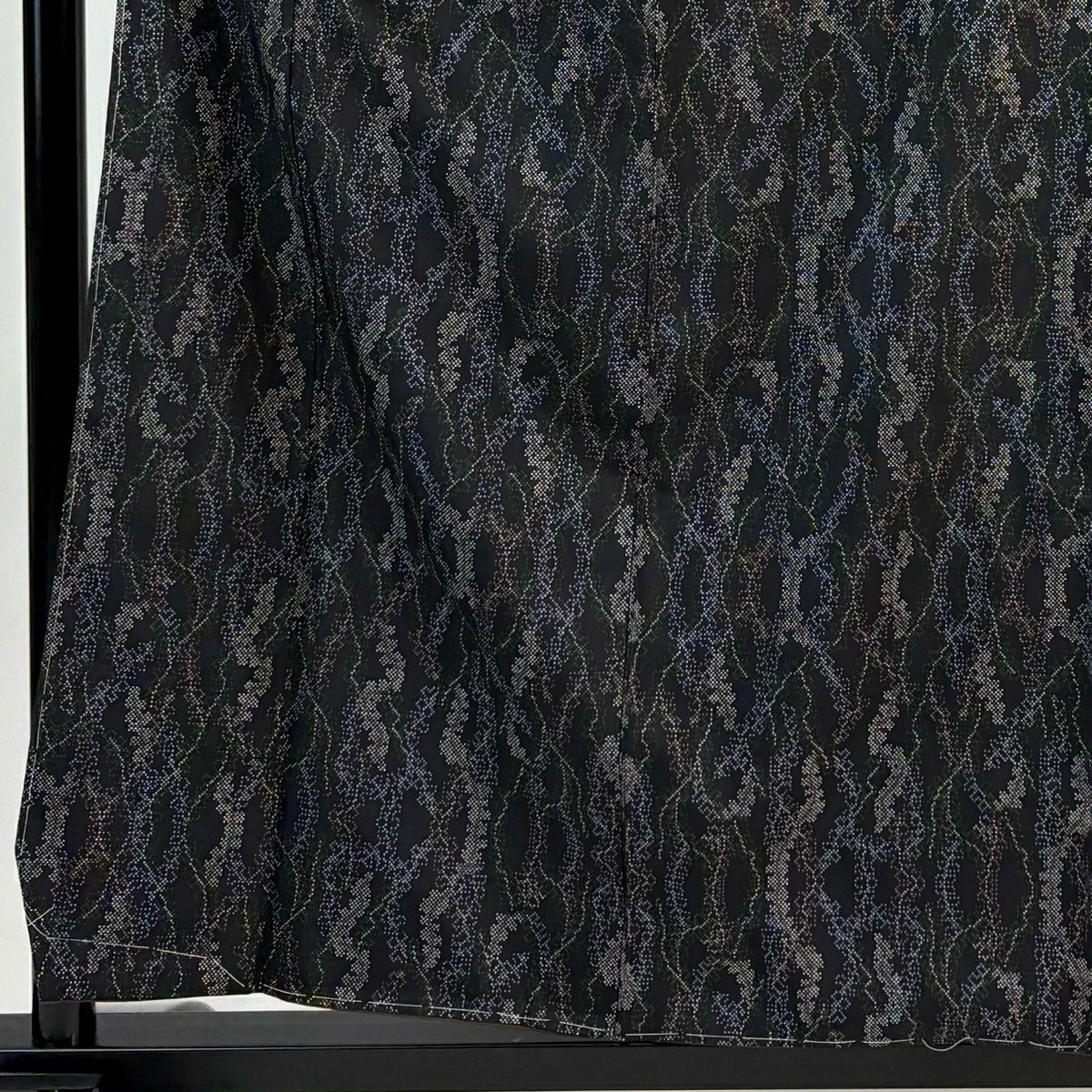 【美品】 紬織 身長159cm 袖長64.5cm M 雙層 幾何圖案 墨 深藍 純蠶絲 優品級