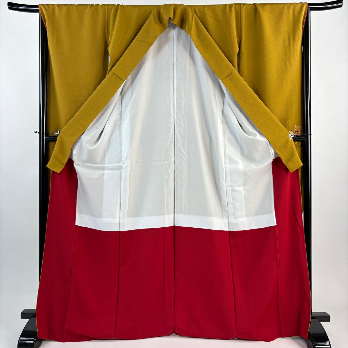 【美品】振袖禮服 身長170cm 袖長68cm L 雙層 吹寄寶盡 金絲刺繡 山吹茶 純蠶絲 秀品級