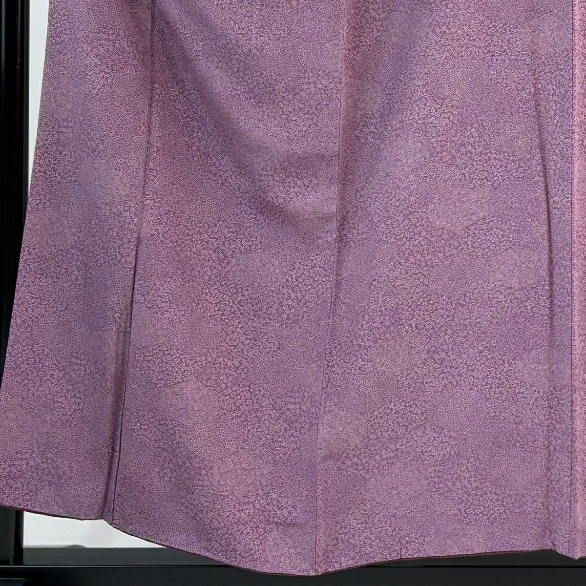【美品】 江戶小紋 身長156.5cm 袖長64cm M 雙層 巴齊領 寄花紋 扇子子 紫 純蠶絲 優品級