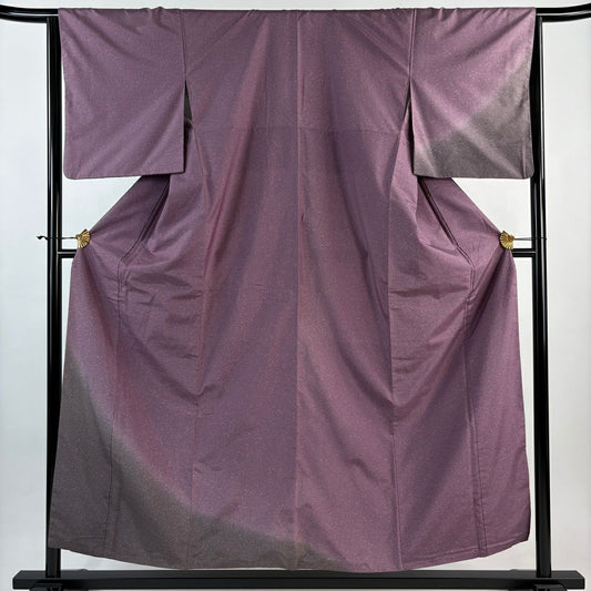 付下 身長156cm 袖長64.5cm M 雙層 幾何學 裾暈染 紫 純蠶絲 優品級
