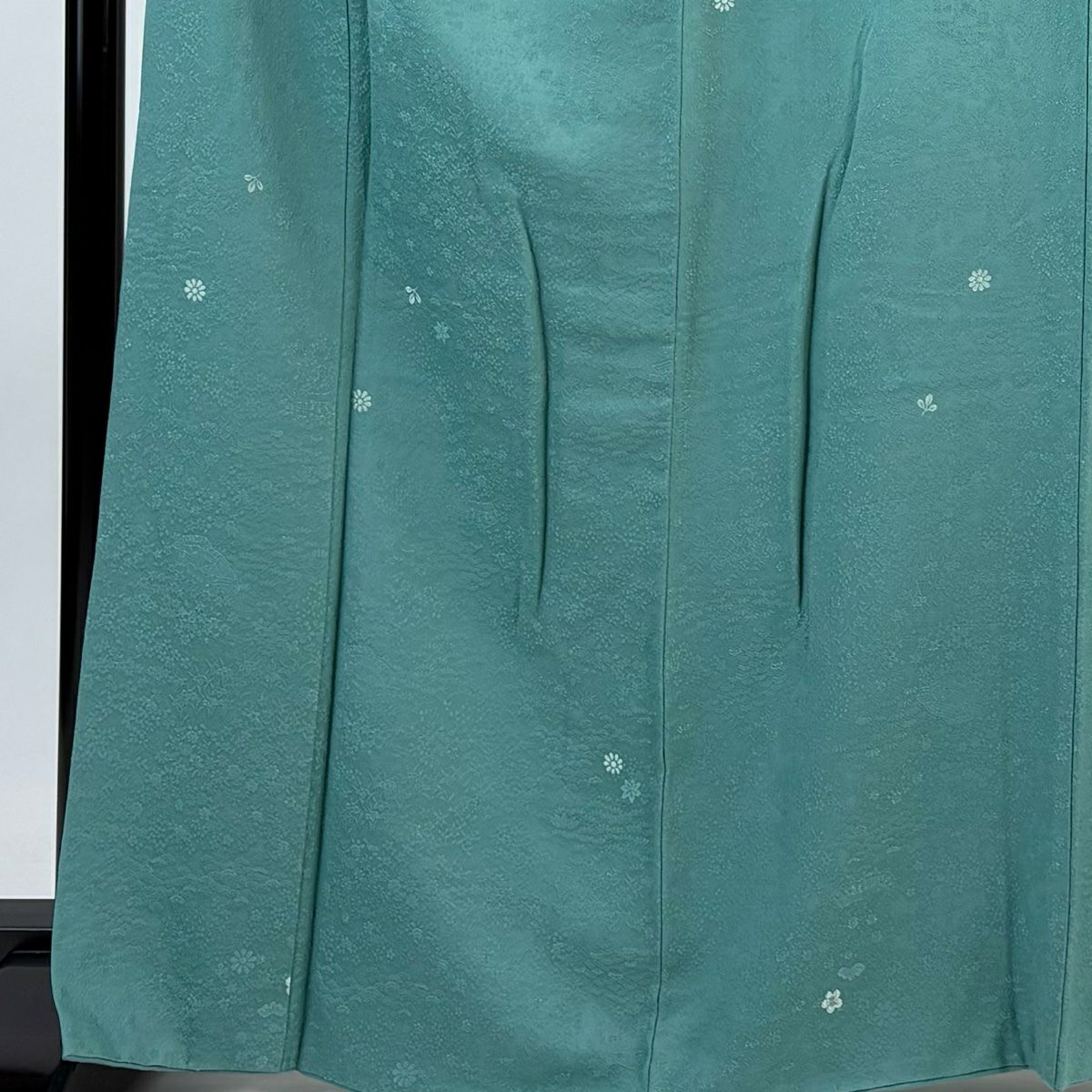 小紋 身長165.5cm 袖長66.5cm M 雙層 落款あり 松樹 梅花 薄綠 純蠶絲 秀品級 一つ紋