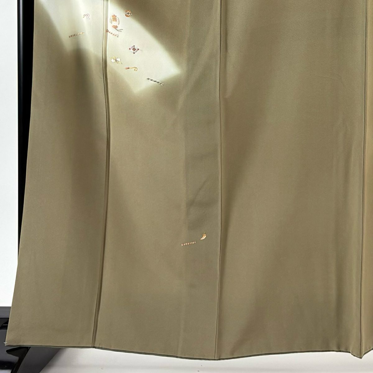付下 身長164.5cm 袖長67cm M 雙層 扇子面 寶物滿載 刺繡 金線 灰茶 純蠶絲 優品級
