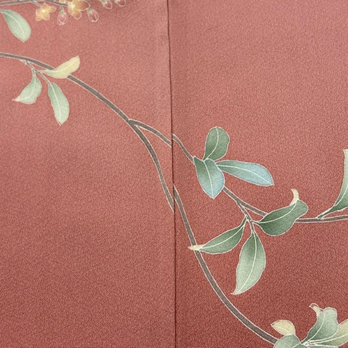 【美品】訪問服 身長163cm 袖長66cm M 雙層 落款あり 枝花 櫻花 粉紅 純蠶絲 秀品級