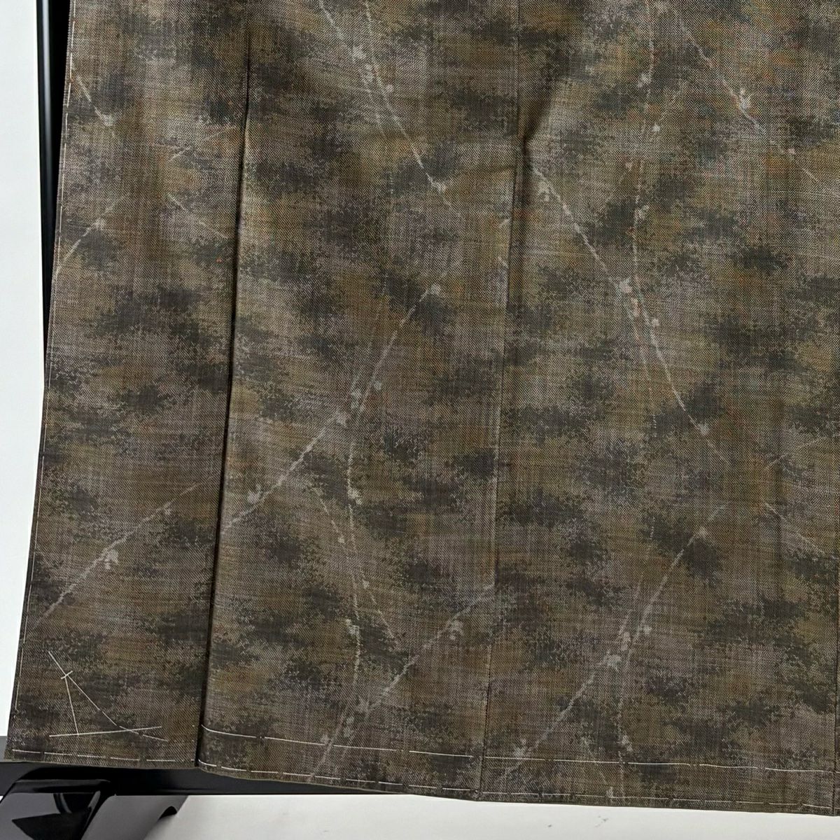 【美品】 紬織 身長163cm 袖長64.5cm M 雙層 ますいわ屋 枝葉 幾何學 灰茶 純蠶絲 秀品級