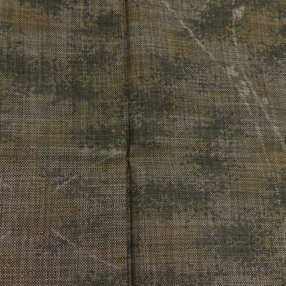 【美品】 紬織 身長163cm 袖長64.5cm M 雙層 ますいわ屋 枝葉 幾何學 灰茶 純蠶絲 秀品級