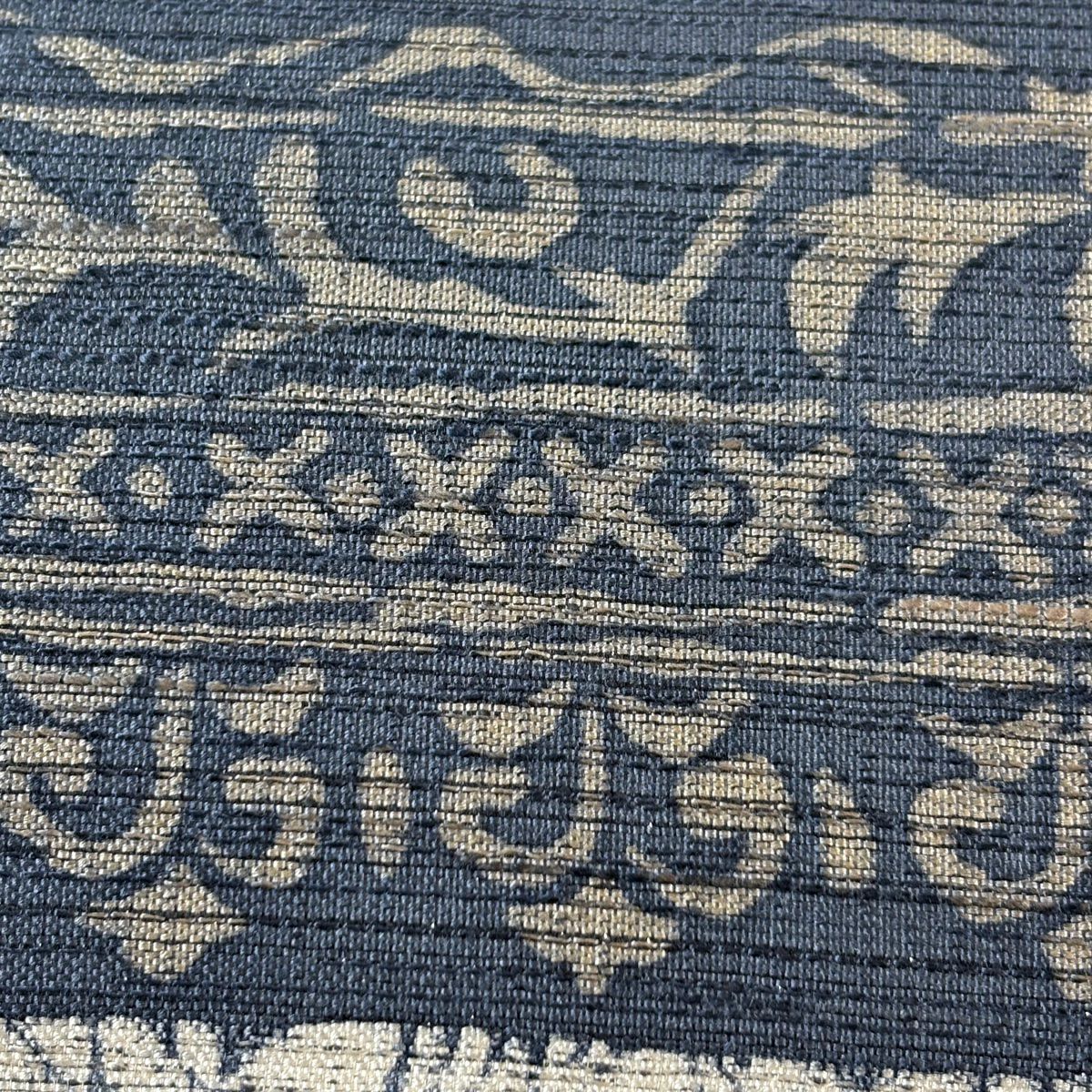 【美品】 袋帶 名品級 草花紋紋 縞紋 米色 全通 純蠶絲