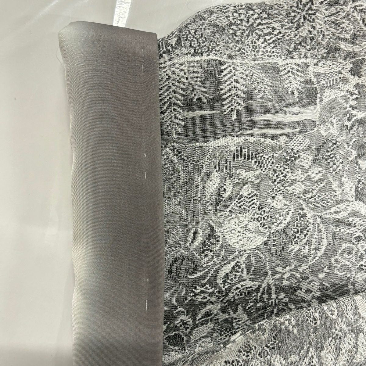 【美品】 小紋 身長162cm 袖長67cm M 雙層 松樹竹子梅花 青海波 紋意匠 灰色 純蠶絲 名品級