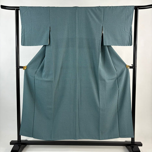江戶小紋 身長153.5cm 袖長61.5cm S 雙層 文字文 青綠 純蠶絲 名品級