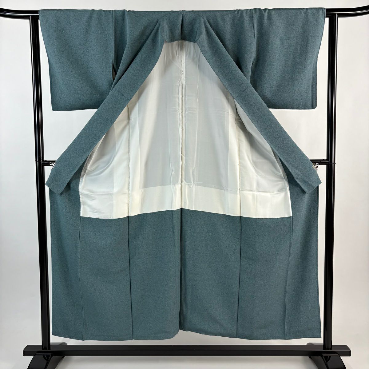 江戶小紋 身長153.5cm 袖長61.5cm S 雙層 文字文 青綠 純蠶絲 名品級