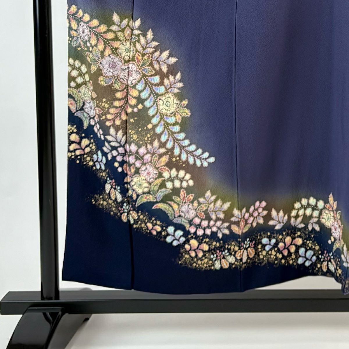 付下 身長156cm 袖長66.5cm M 雙層 翠山工房 大和 落款あり 辻花染 金銀彩 漸層 青紫 純蠶絲 名品級