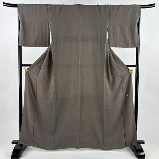 江戶小紋 身長163.5cm 袖長67.5cm L 雙層 落款有 幾何學 灰色 純蠶絲 名品級