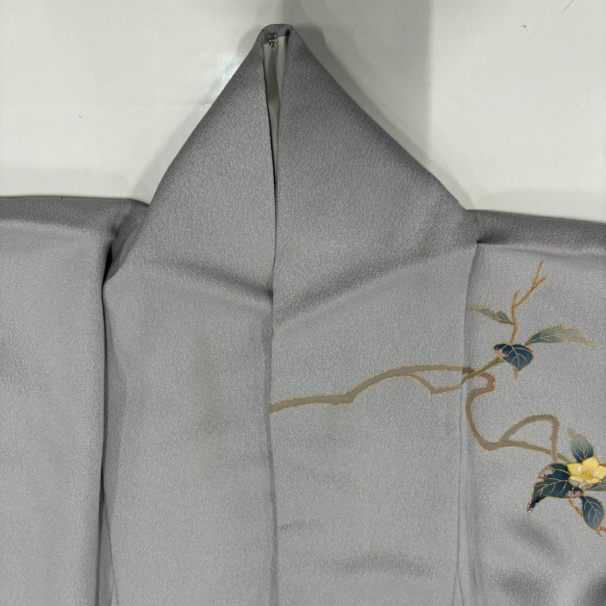 【美品】訪問服 身長157cm 袖長64.5cm M 雙層 枝花 螺鈿 金彩裝飾 灰紫 純蠶絲 名品級