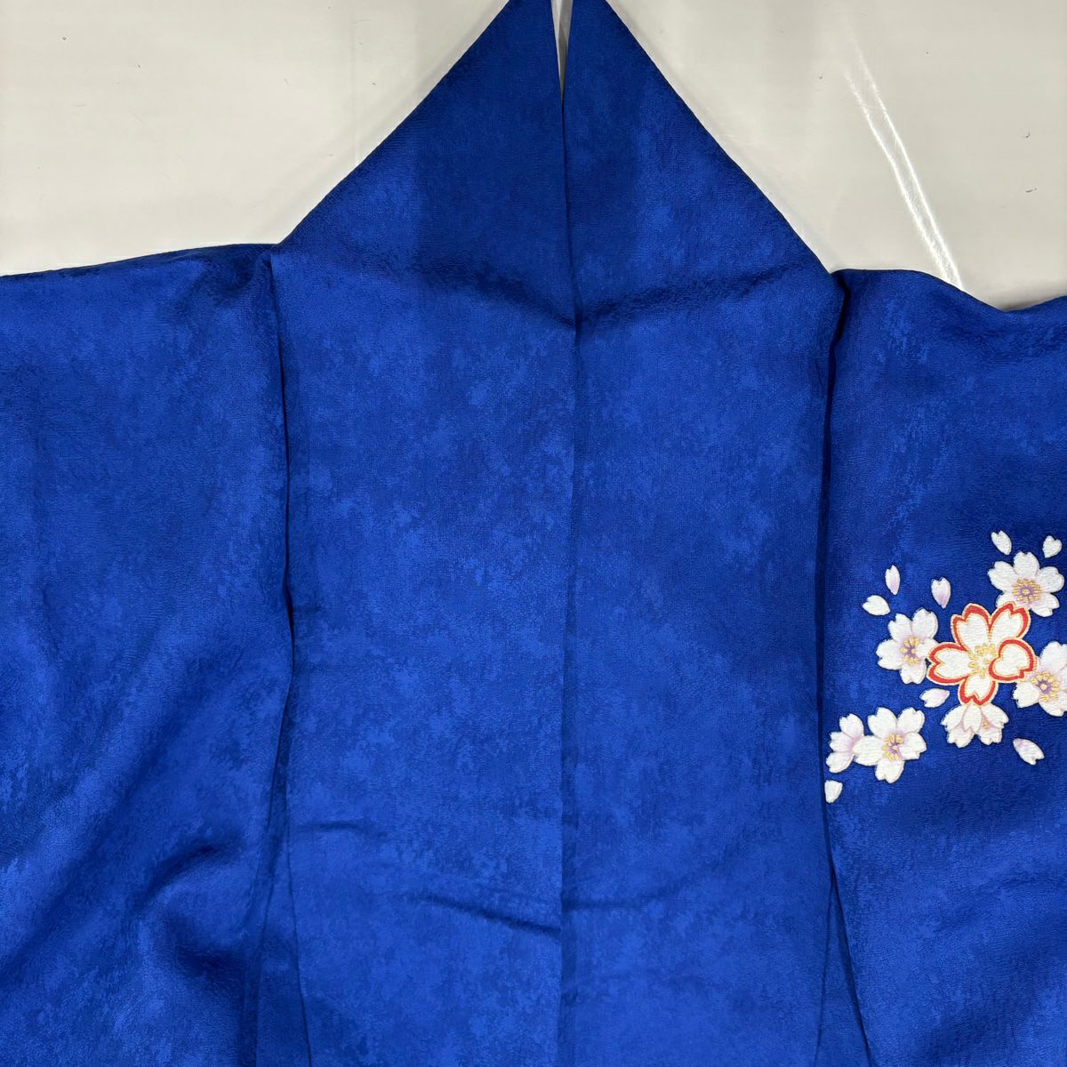 【美品】振袖禮服 身長161cm 袖長68cm L 雙層 櫻花 鈴 金絲 金銀彩 藍 純蠶絲 名品級