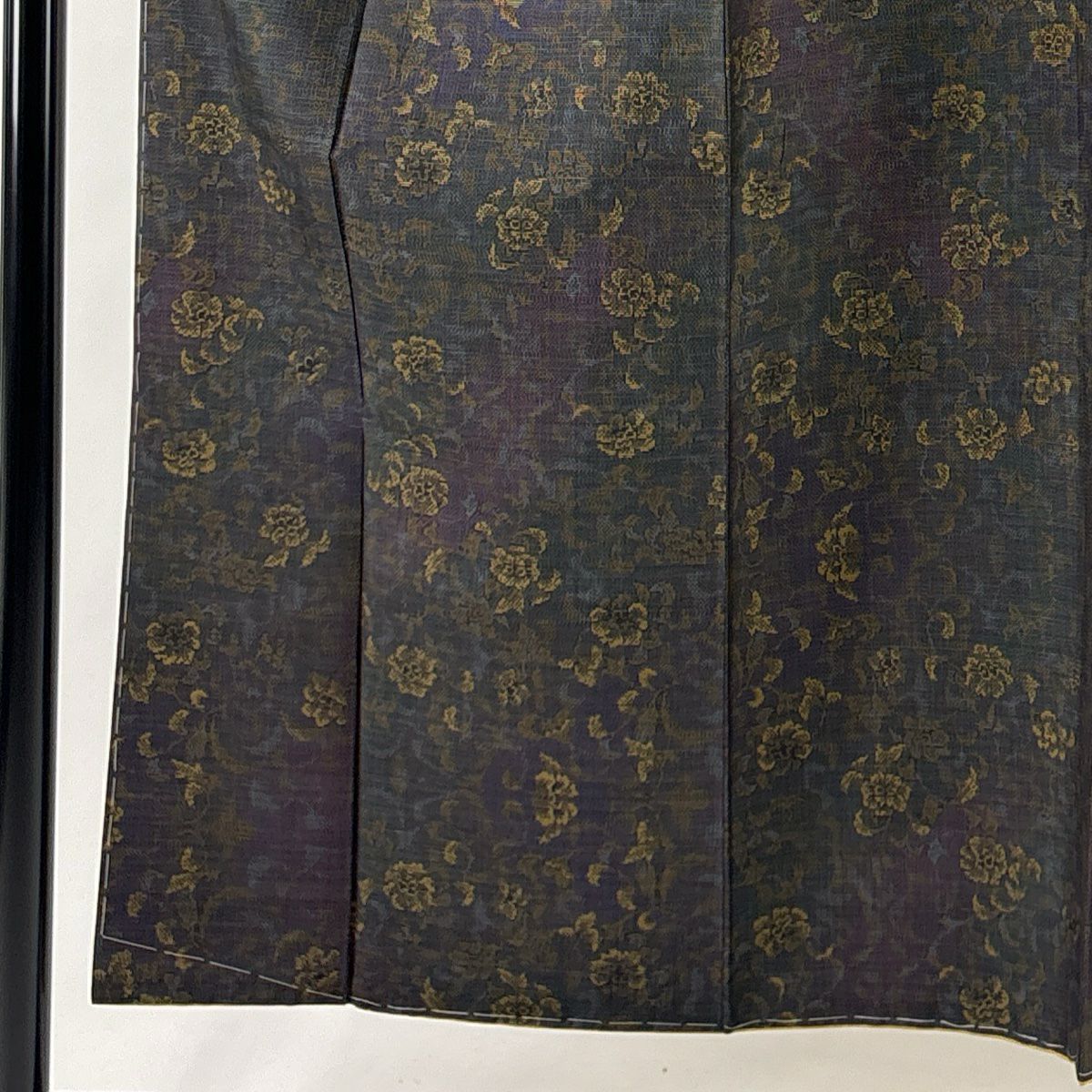 【美品】 紬織 身長152.5cm 袖長62.5cm S 雙層 草花紋 茶紫 純蠶絲 名品級